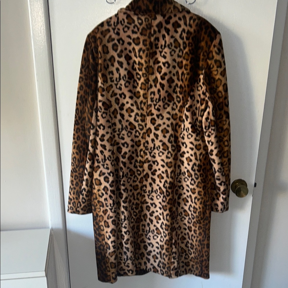 SALE - Womens Leopard INC Brown Long Fur Teddy Animal Print Jacket - Picture 6 of 6